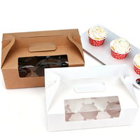 Boîte à cupcakes recyclable et écologique avec poignée, boîte cadeau en carton multi-tailles avec logo personnalisé