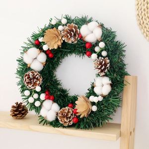 Guirlande de Noël, Décoration de Noël 30/40cm, Anneau de vigne de Noël, Décoration artificielle en coton et pommes de pin à suspendre à la porte - Product Image 4