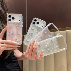 เคสโทรศัพท์ลายการ์ตูนคิตตี้รูปเปลือกหอยสำหรับ iPhone 17 16 15 Pro Max ประดับเพชร ลายเปลือกหอยสีรุ้ง ลายเมาส์โบว์  ฝาหลังแบบเลเซอร์ - Product Image 2