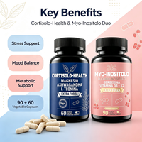 Capsules végétaliennes de soutien hormonal pour l'équilibre du cortisol à base de Myo-D-Chiro Inositol, Berbérine et Ashwagandha, marque privée, OEM