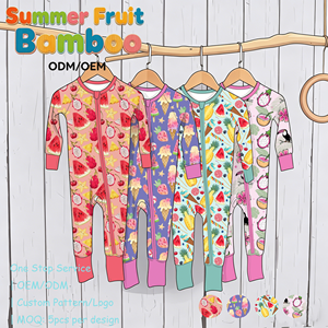 Tutina per Neonati in Bambù Organico e Spandex con Stampa Frutta, Manica Lunga, Unisex, con Cerniera Bidirezionale, Pigiama Traspirante - Product Image 6