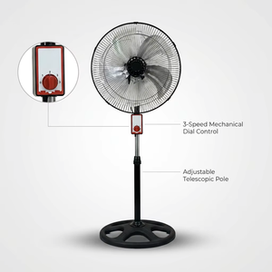 Ventilateur sur pied 18 pouces, hauteur réglable, oscillant, moteur AC, commande mécanique, trois vitesses, refroidisseur d'air domestique en métal - Product Image 4