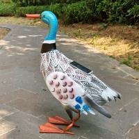 Décoration de jardin extérieure en métal en forme de canard, ornement animalier pour la maison, lumière solaire intégrée