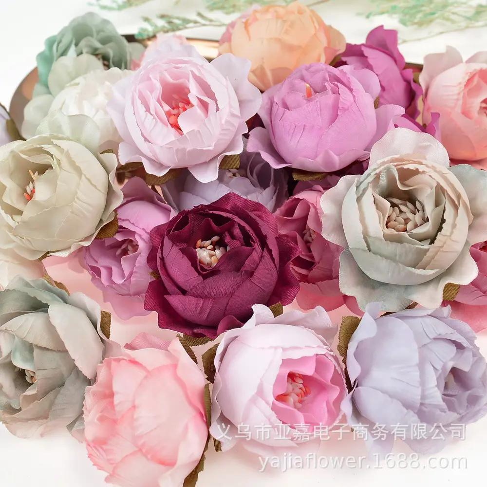 Acessórios Simulação Rose Flower Head DIY Handmade Wreath Material Exquisite Candy Box