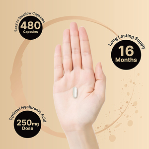 อาหารเสริมไฮยาลูรอนิก แอซิด 250 มก. สูตรพรีเมียม สำหรับผู้ใหญ่ ช่วยเพิ่มความชุ่มชื้นให้ผิวและบำรุงเส้นผม  แคปซูลไฮยาลูรอนิกเพื่อสุขภาพ - Product Image 5