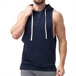 <b>Sleeveless</b> Hooded <b>Men's</b> Winter Gym Hoodie 100% Cotton Fleece Digital Printing Breathable Eco-Friendly Anti-Wrinkle Quick Dry - Product Image 1