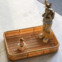 Panier plat peu profond en osier tressé à la main, écologique, multifonctionnel, pour le rangement et le service des aliments