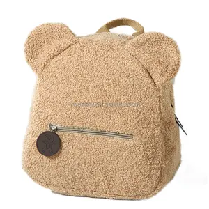 Wool Fleece Plush Teddy Bear Backpack Toddler Cartoon Bookbags Kids School Backpack Mochilas Escolares 2023 Mini Plush Backpack