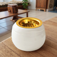Vente en gros de brûleur d'encens en céramique minimaliste rayé et lampe de parfum diffuseur d'aromathérapie pour le yoga, le spa, le bureau et la décoration intérieure musulmane