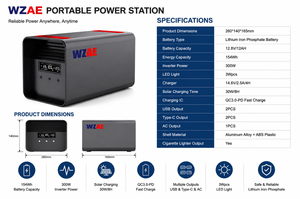 Portable Power Station <b>Solar</b> <b>Generator</b> Pure Sine Wave AC Type-C Output Outdoor Camping Emergency Backup Power Supply Bat - Product Image 2