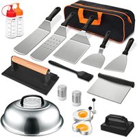 Ensemble d'accessoires de plaque chauffante à dessus plat pour Camping Chef Griddle -Meat Press Turner Spatule Griddle Grattoir Egg Ring BBQ Tool Kit
