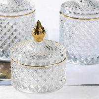 Bocaux en verre ronds rétro avec couvercle en verre, boîte de rangement transparente pour bijoux, pot à cotons-tiges, pot à thé, sucre, bonbons, emballage