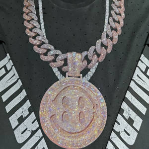 T-shirt a Maniche Lunghe da Uomo Personalizzata con Stampa DTG, Strass e Catena <span class=keywords><strong>3D</strong></span>, Doppio Strato, Stile Streetwear - Product Image 3