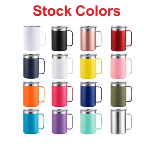 High Quality BPA FREE Custom Eco-Friendly 16Oz Powder Coated Double Wall Stainless Steel Office <b>Coffee</b> Tumbler Mug With Handle - Product Image 6