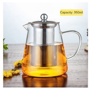 Bouilloire sifflante en verre borosilicate résistant à la chaleur, double paroi, design moderne, portable, écologique, pour thé en vrac - Product Image 3