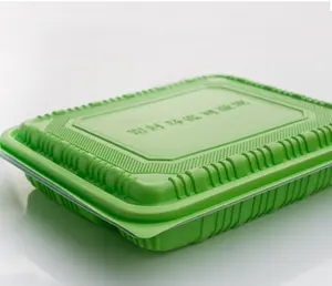 Plastic Box Container Disposable Biodegradable Take Away 4 Compartment Divided Plastic Stackable Microwave Transport Lunch Box Food Container