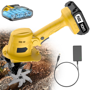 Mini cultivadora de metal con escobillas de 20V, grado DIY, resistente, fácil de operar, antideslizante, con batería de 2.0Ah y cargador, construcción de plástico CT-20LS - Product Image 1