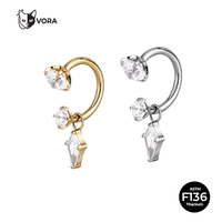 Bijou de corps en titane ASTM F136, anneau fer à cheval avec pendentif CZ pour piercing hélix, cartilage, Vora, pour enfants et mariages
