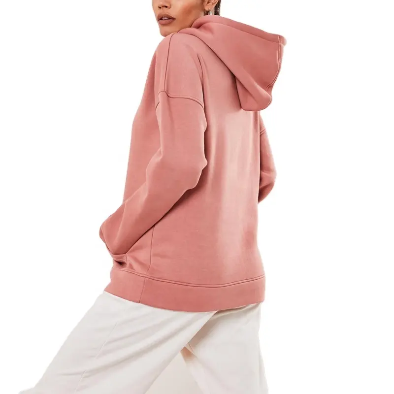 OEM लोगो महिला एवं देवियों गुलाबी रिक्त सादे कपास बुनियादी hoodies सामने कंगारू जेब स्वेटर hoody