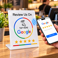 Support de table en acrylique NFC personnalisé pour avis Google, avec fonction Tap to Review et affichage du code QR, pour restaurants et hôtels (vente en gros)