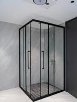 Mampara de Ducha de Vidrio Templado de Nuevo Diseño, 8 mm de Grosor, Moderna, de Aluminio Negro, Puerta Pivotante para Baño de Hotel, Ecológica