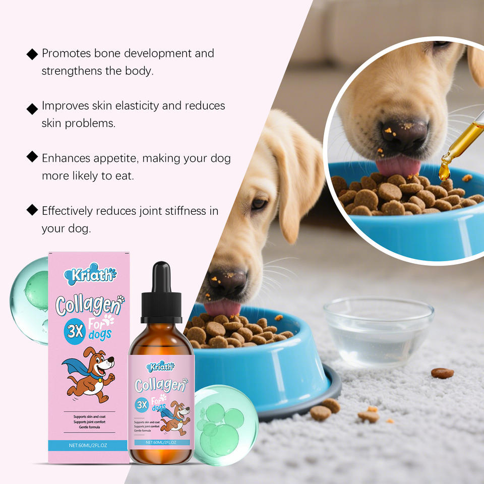 Dropper Function Pet Collagen Drops for Dogs 60ml Gentle Formula Support Skin Coat Joint ...