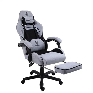 Sillas de Juego Grises para Adultos con Reposapiés, <span class=keywords><strong>Silla</strong></span> Gamer Ergonómica con Respaldo y Altura de Asiento Ajustables, <span class=keywords><strong>Silla</strong></span> para Computadora - Product Image 1