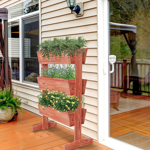 Jardinière surélevée verticale d'intérieur et d'extérieur à 3 niveaux, bac à plantes surélevé en <span class=keywords><strong>bois</strong></span>, support pour légumes et fleurs - Product Image 1