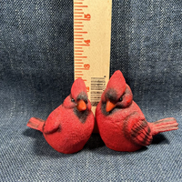 Ornement de Noël festif en résine inaltérable, 2 oiseaux cardinaux rouges, décoration de vacances pour cabane rustique