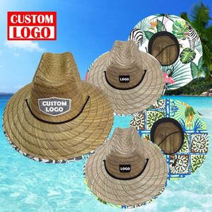 Wide Brim Surfing Custom <b>Straw</b> <b>Hat</b> With Logo Custom Logo Printed Lifeguard <b>Straw</b> <b>Hat</b> <b>Summer</b> <b>Straw</b> <b>Hat</b> Custom - Product Image 1