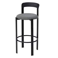Tabouret de bar Rey minimaliste nordique avec coussin, chaise haute de bar en métal avec dossier pour comptoir de cuisine