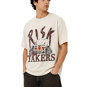 Camiseta de Algodón Grueso con Logotipo Personalizado, Estilo Urbano, Hombros Caídos, Oversize, Vintage, para Hombre, con Estampado Gráfico, para Aventureros - Product Image 2