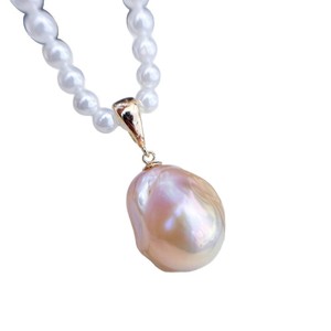 Accessoires en perles DIY, pendentif en argent S925 avec support vide, collier pendentif en forme de graine de melon tendance avec perles rondes de 9 à 13 mm, 31259 - Product Image 4