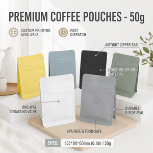 Sacs Mylar en gros, unis, 50g, à fond plat, en BOPP laminé, refermables avec fermeture éclair, pour stockage et emballage, blancs, verts, noirs, couleur café - Product Image 2