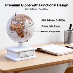 Globo Terráqueo Vintage con Base <span class=keywords><strong>de</strong></span> Almacenamiento <span class=keywords><strong>de</strong></span> Metal y Papel, Globo Decorativo <span class=keywords><strong>de</strong></span> Escritorio <span class=keywords><strong>de</strong></span> Madera Blanca para <span class=keywords><strong>el</strong></span> Hogar, Oficina, Estudio, Regalo - Product Image 4