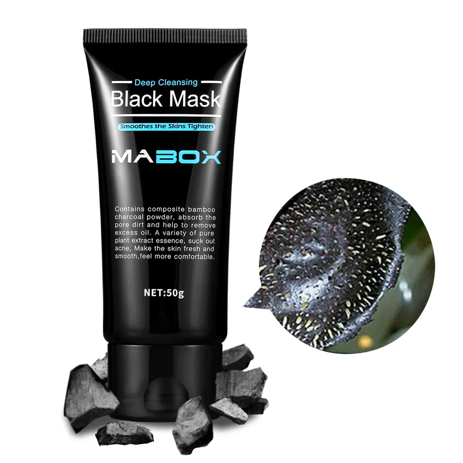 Maboxブラックフェイスマスクピールオフバンブーチャコールブラックヘッドリムーバーマスクディープクレンジングfor AcneScars Blemishes WrinklesFacial