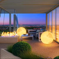 Top classement moderne fête lustre parc paysage Led fibre de verre IP65 Portable lune suspension lampe jardin lumière