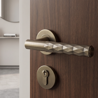 Poignée de porte à levier facettée en diamant, finition brossée, rosette fendue, pour porte intérieure en bois, poignée de porte de luxe design