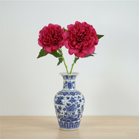 Fleurs artificielles réalistes, pivoine à grande tête, toucher réel, décoration d'intérieur, table à manger européenne, fleurs rouges, fleurs artificielles en gros