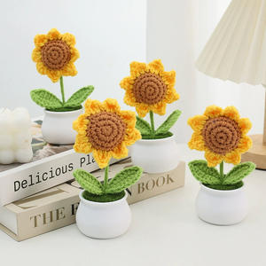 Mini-bouquets de fleurs en laine tissés à la main, faits main, pour décoration de maison et de bureau, fleurs artificielles prêtes à poser. - Product Image 2