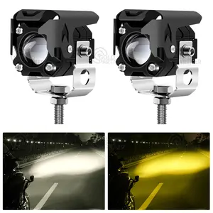 Projecteurs LED de moto véhicule électrique lentille bicolore feux de travail externes feux de croisement et de route lumières LED