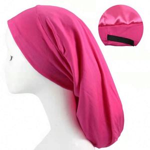 Extra Long Satin Lined Sleep Caps for <b>Braids</b> Dreadlocks Natural Curly Hair Double Layer Pullover Cap with Adjustable Travel - Product Image 3
