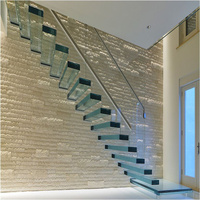 Livraison rapide Escalier flottant commercial en forme de U Design moderne avec teads en verre Escalier circulaire Promotion Nouveau style