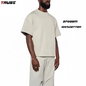 <span class=keywords><strong>270</strong></span> GSM Custom Logo di alta qualità pesante scatola adatta 100% cotone a tracolla oversize spalle cadenti Cropped spalle T shirt uomo - Product Image 1