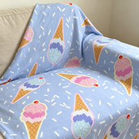 Couverture polaire douce et confortable en flanelle imprimée de paillettes de cornets de crème glacée bleu pastel pour canapé, lit, chambre d'enfant, toutes saisons