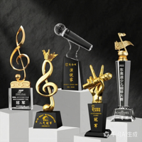 Ensemble de trophées musicaux personnalisés OEM ODM, design microphone or et argent, pour chœur, groupe, événement, souvenir, cadeau