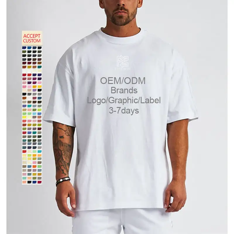 卸売メンズブランクプレーン特大Tシャツプレミアムテーラード綿100% TシャツカスタムグラフィックプリントメンズTシャツ