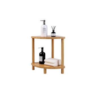 Étagère de salle de bain en bambou Yushuo à deux niveaux, support d'angle pour douche et toilettes avec design antidérapant - Product Image 1