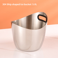 Seau à glace de luxe en acier inoxydable 5L, seau à glace portable pour fêtes, mariages, service de bouteilles, clubs, discothèques, bars, pour le vin