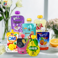 Sac en plastique personnalisé Emballage de nourriture pour bébé sans BPA 2oz 60ml 100ml Pochette de bec de nourriture pour bébé fraîchement pressée réutilisable